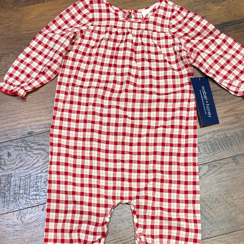 Red Plaid Kids One Piece by